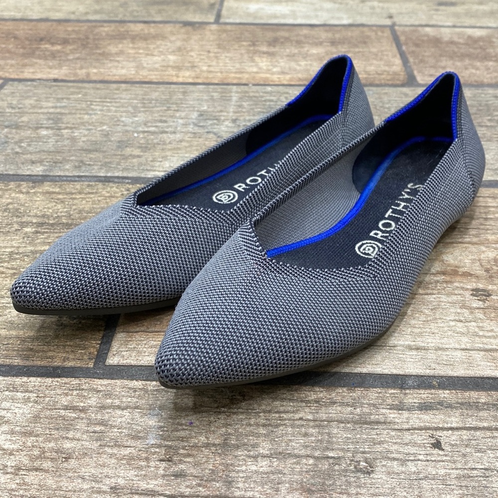 EUC Rothy’s Women’s The Point CloudGrey Birdseye Flats